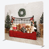 Lofaris White Bricks Bed Christmas Tension Fabric Backdrop